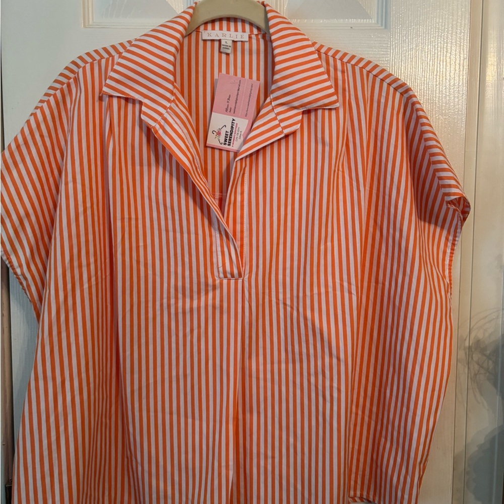 Orange Striped Men's Shirt by